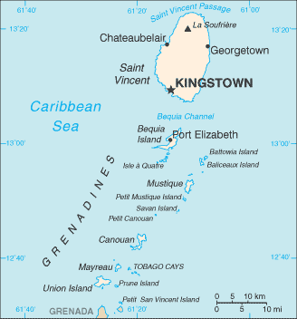 Map of Saint Vincent and the Grenadines